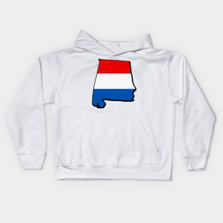 Red, White, and Blue Alabama Outline Kids Hoodie